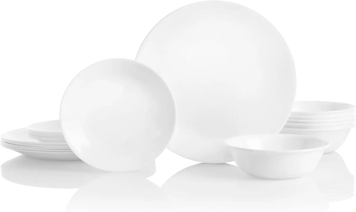 18-Piece Service for 6 Dinnerware Set Triple Layer Glass and Chip Resistant, Lightweight Round Plates and Bowls Set, Win