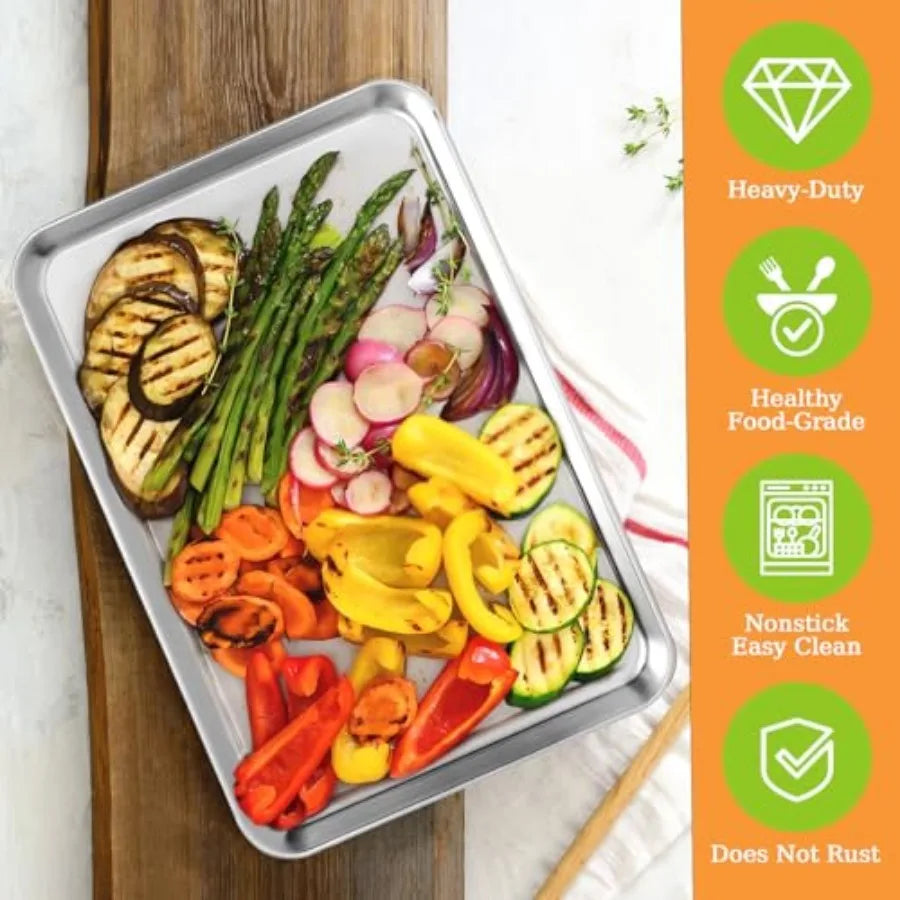 Stainless Steel Baking Sheet Set of 4 Large Baking Pan and Cookie Sheet and Baking Tray for Oven Half Sheet Pan Size x 13 x 1 H