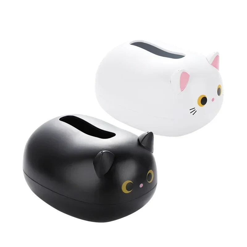 Kawaii Cat Tissue Box Livingroom Napkin Storage Box Kitchen Paper Container Desktop Toilet Paper Holder for Bathroom Dormitory