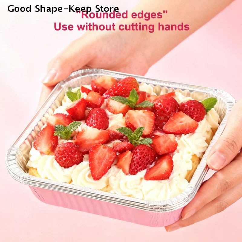 10Set Loaf Pans With Lids And Spoons Heat-Resistant Cake Pans Non-Stick Square Aluminum Foil Baking Pan Bread Container