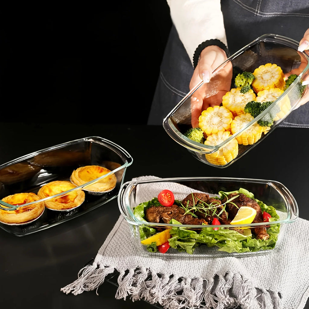 Large 1800ml Glass Loaf Pan Set 2pcs with Lid Oven Safe Baking Dish Ideal for Cakes Toast Meal Prep Christmas Gift