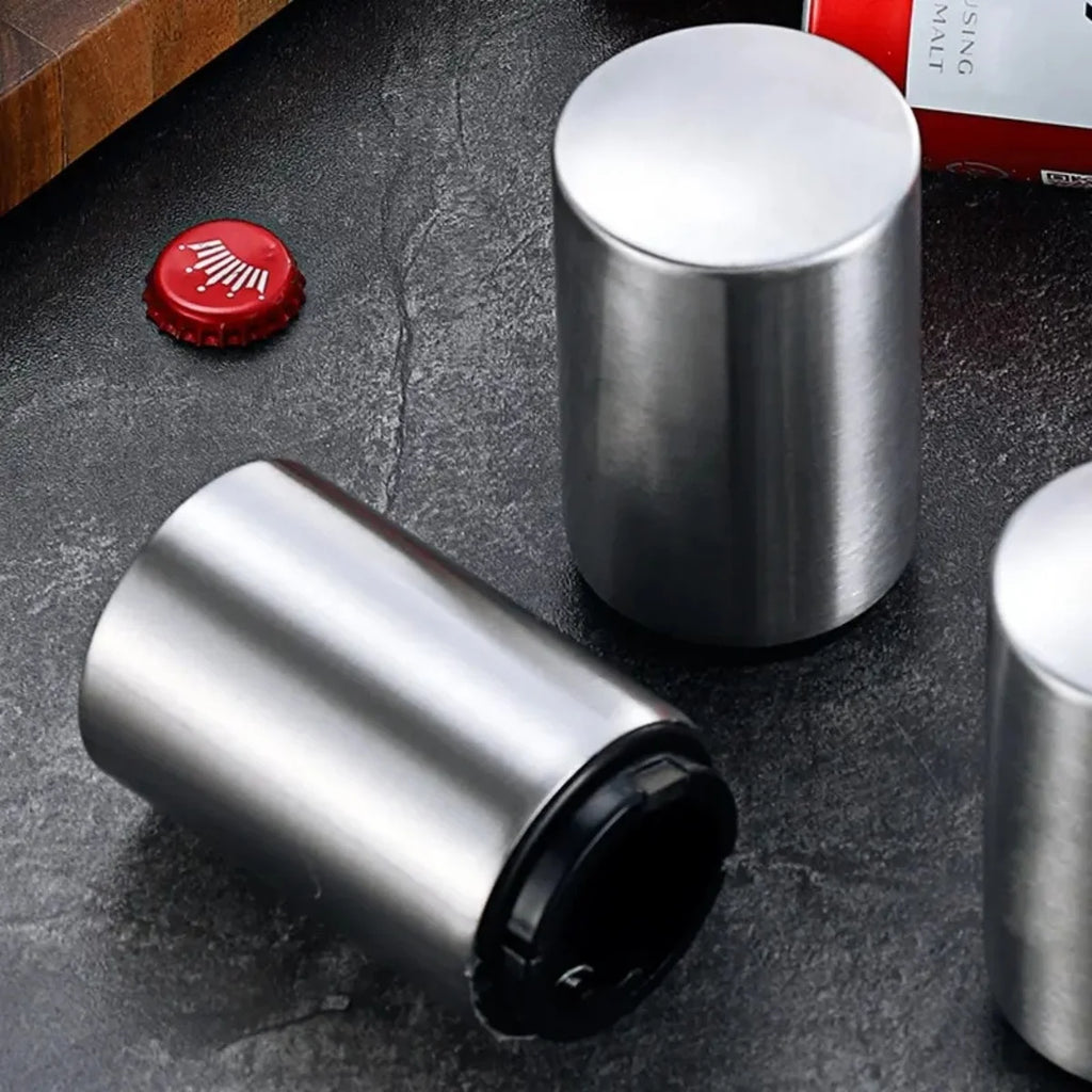 Stainless Steel Automatic Beer Bottle Opener, Push-Down Magnetic Cap Opener for Home, Bar, Party