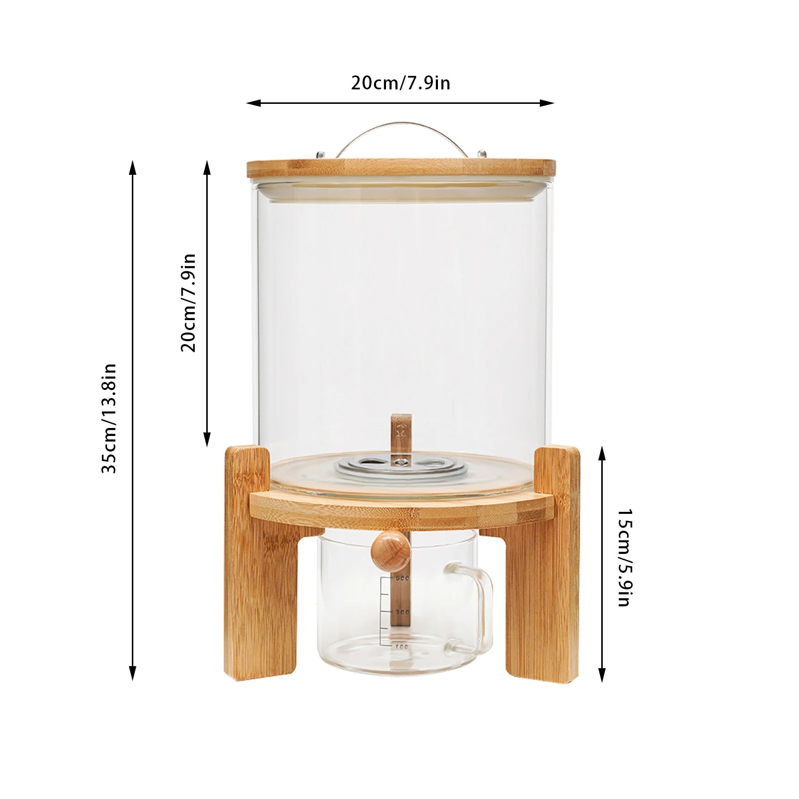 NEW 5L Rice Dispenser Grain Container Cereal Storage Dry Food Glass Bottle w/ Valve For Pantry Organization And Storage Glass