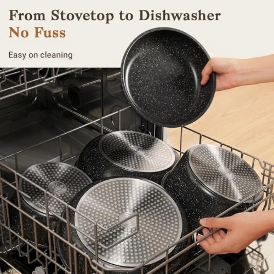 15Pcs Pots and Pans Set Non Stick Cookware Sets with Detachable Handle Nonstick RV Kitchen Cooking Tools Removable Handles Oven