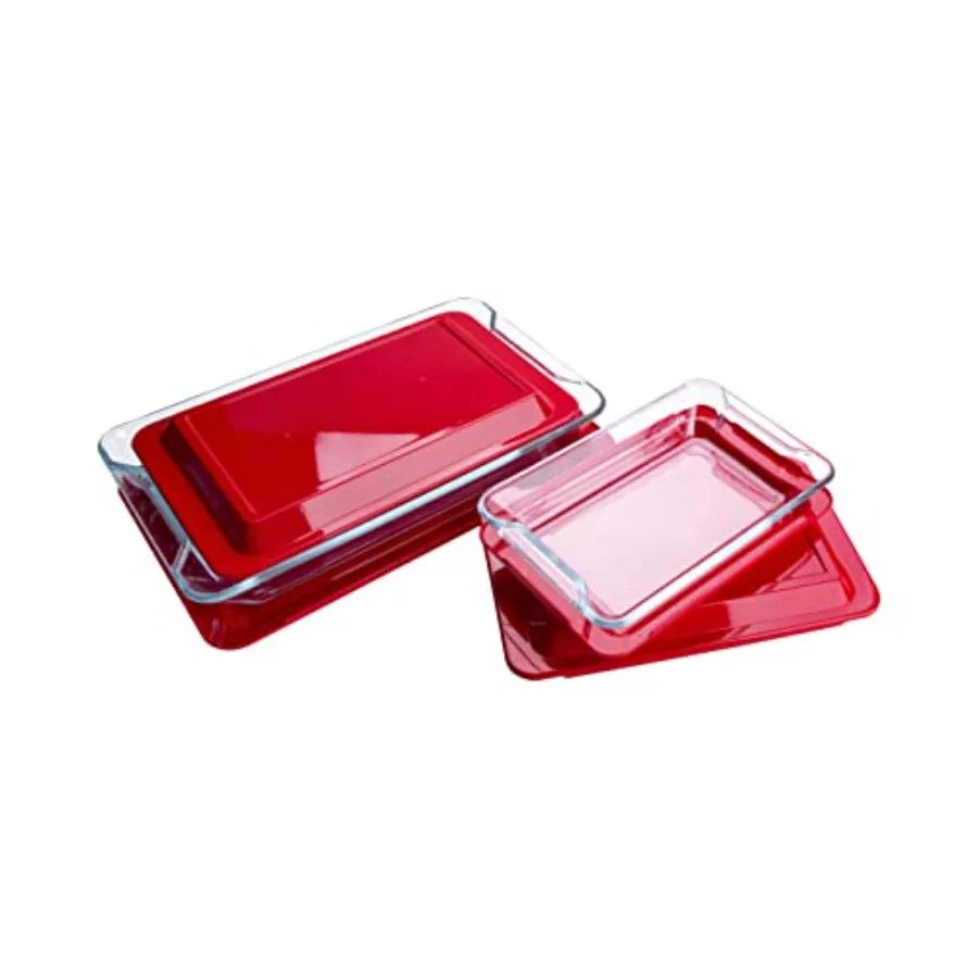 Set of 8 PCS Nesting Tempered Glass Bakeware Set, 4x Glass Baking Dishes and 4x BPA Free Lids. Oven, Refrigerator and Dishwashe
