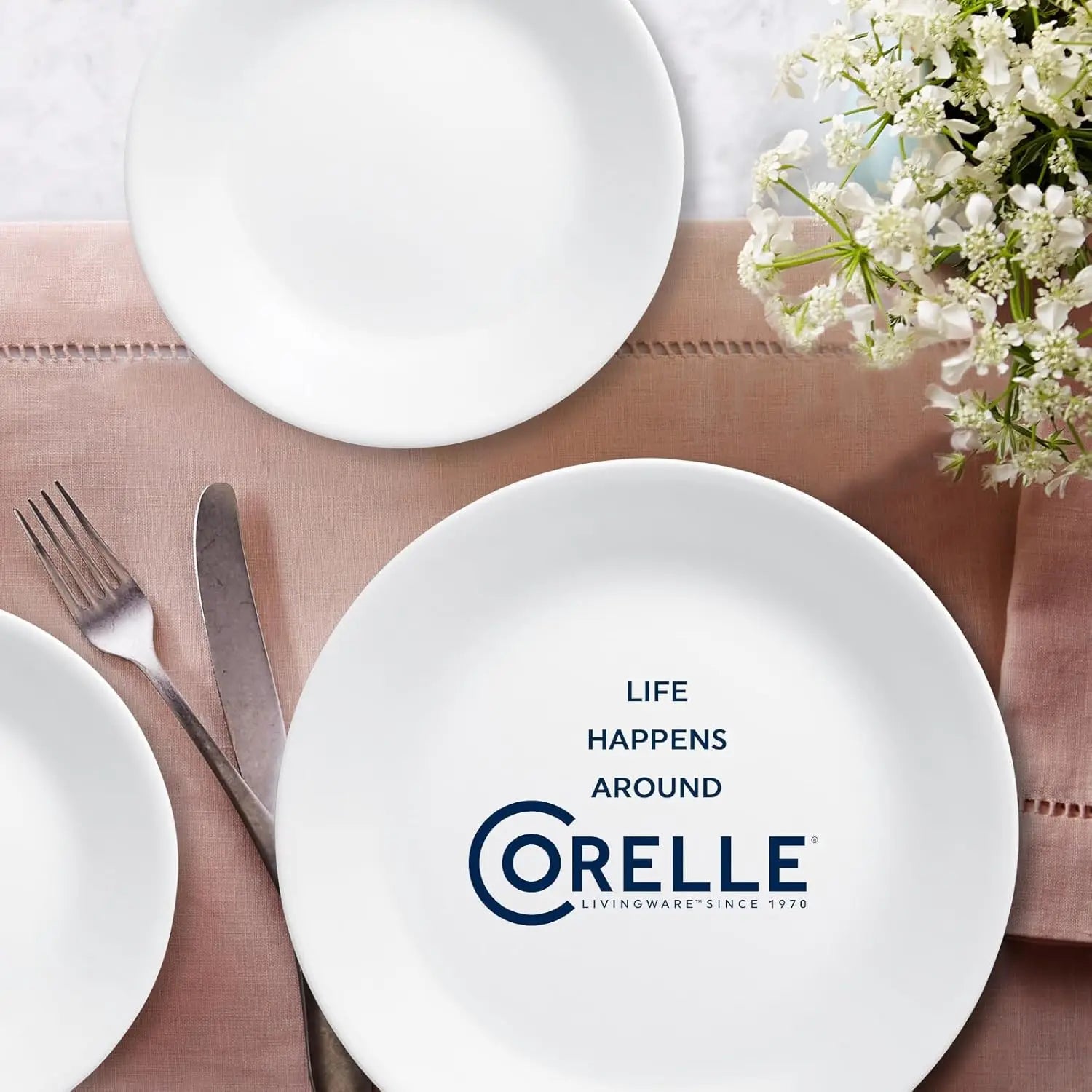 18-Piece Service for 6 Dinnerware Set Triple Layer Glass and Chip Resistant, Lightweight Round Plates and Bowls Set, Win