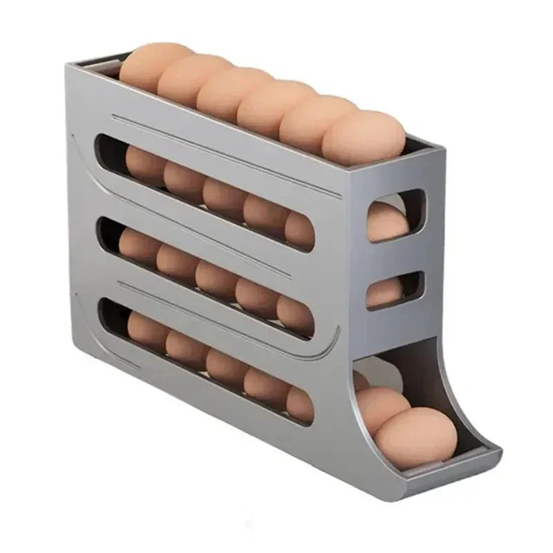 Refrigerator egg storage box, 4 layers, automatic rolling egg rack, kitchen refrigerator egg dispenser, refrigerator storage box