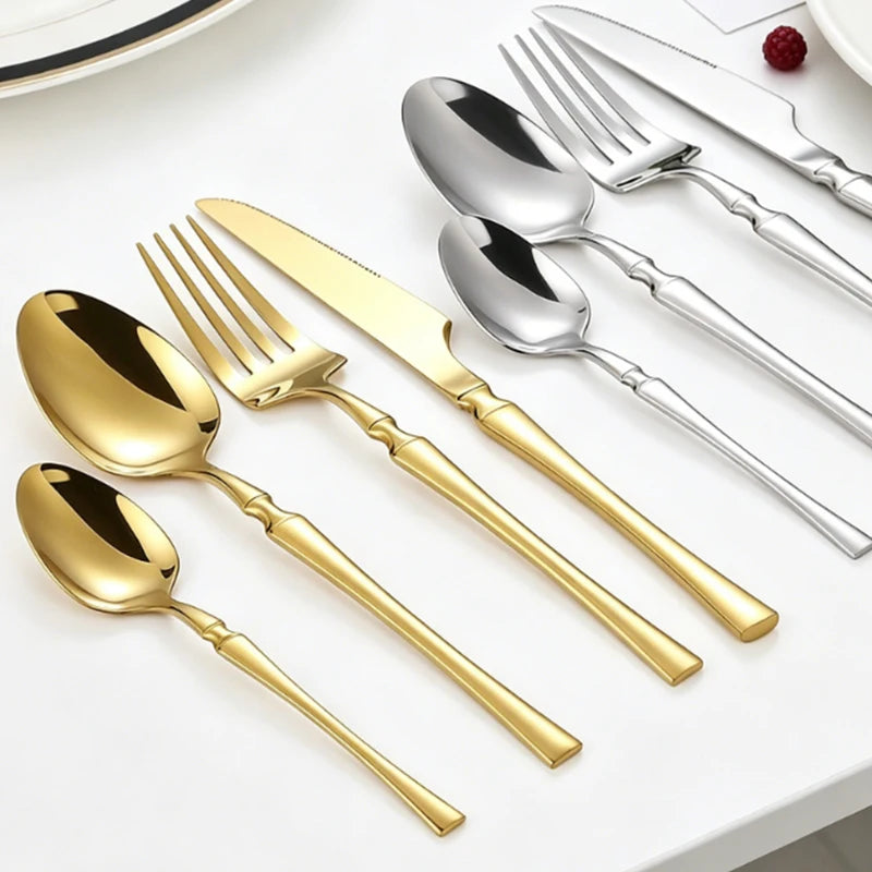 24-piece small waist cutlery set, including western cutlery cutlery steak cutlery dessert spork coffee spoon.