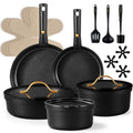 20pcs Pots and Pans Set Non Stick, Nonstick Cookware Set, Dishwasher/Oven/Fridge Safe Pots and Pans, Removable Handle RV Oven S
