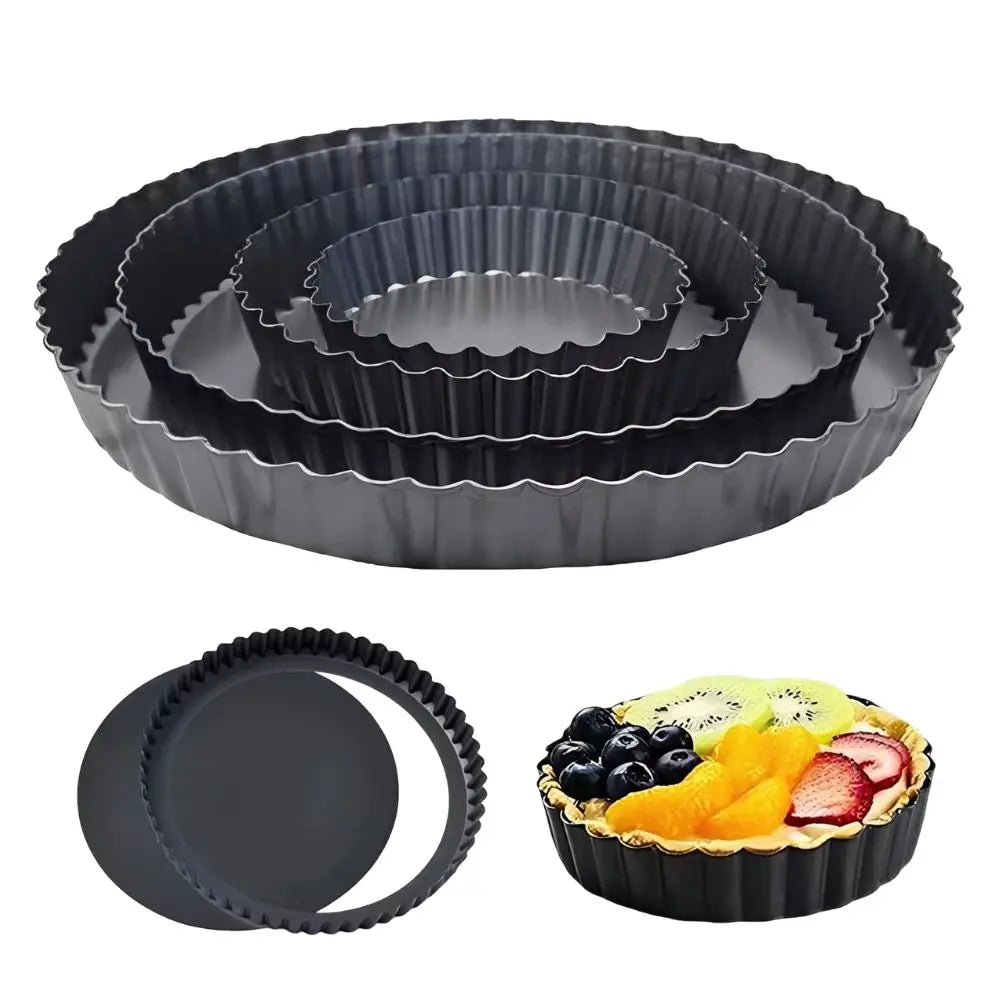 1pc 4/6/8/9 Inch Non-Stick Tart Pan Set with Removable Bottom, Carbon Steel Fluted Pie & Quiche Molds for Quiches, Mini Cakes, Pizzas & Pastries, Easy to Clean and Ideal for Home Baking YMY