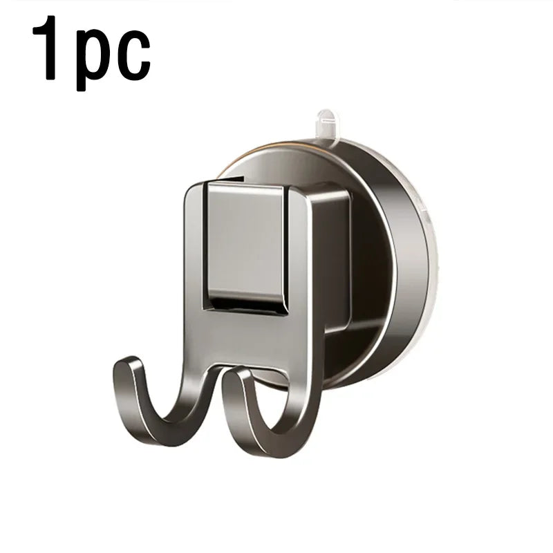 Suction Cup Hooks - No-Drill Wall Hooks for Bathroom, Kitchen, Door, Tile, Glass, Holds 5lbs, Removable & Reusable (Clear
