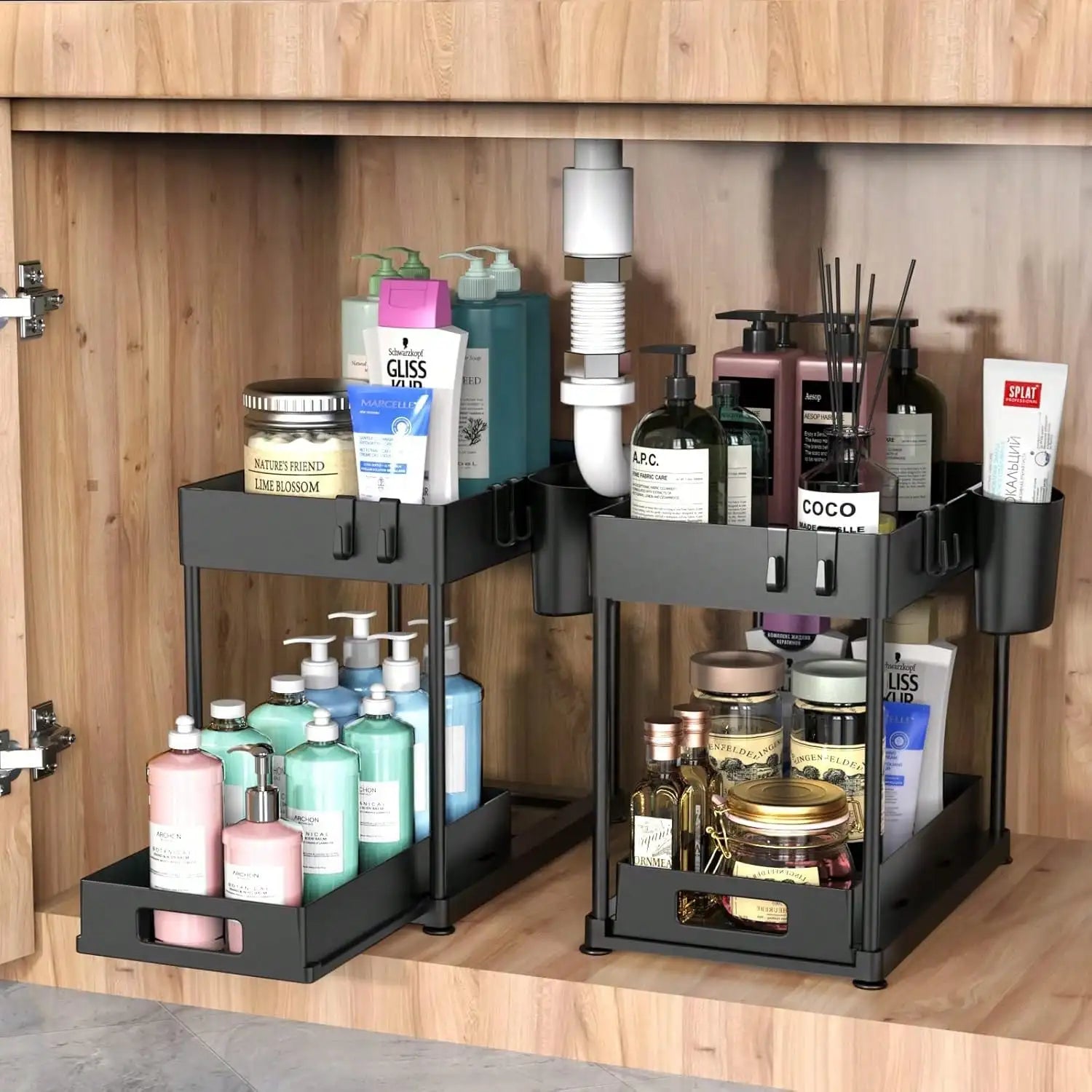 1/2PCS Under Sink Organizers And Storage, Large Capacity Heavy Load Pull-Out Under Sink Shelves With Sliding Drawer For Kitchen And Bathroom,Halloween Gifts