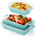 Set of 3 Casserole Dishes for Oven, Ceramic Baking Dishes with Handles, Rectangular Lasagna Pan Bakeware Set for Baking Cooking