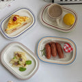Korean Style Linear Ceramics Dim Sum Dish Pasta Plate Afternoon Tea Art Tableware Table Decoration Kitchen Supplies