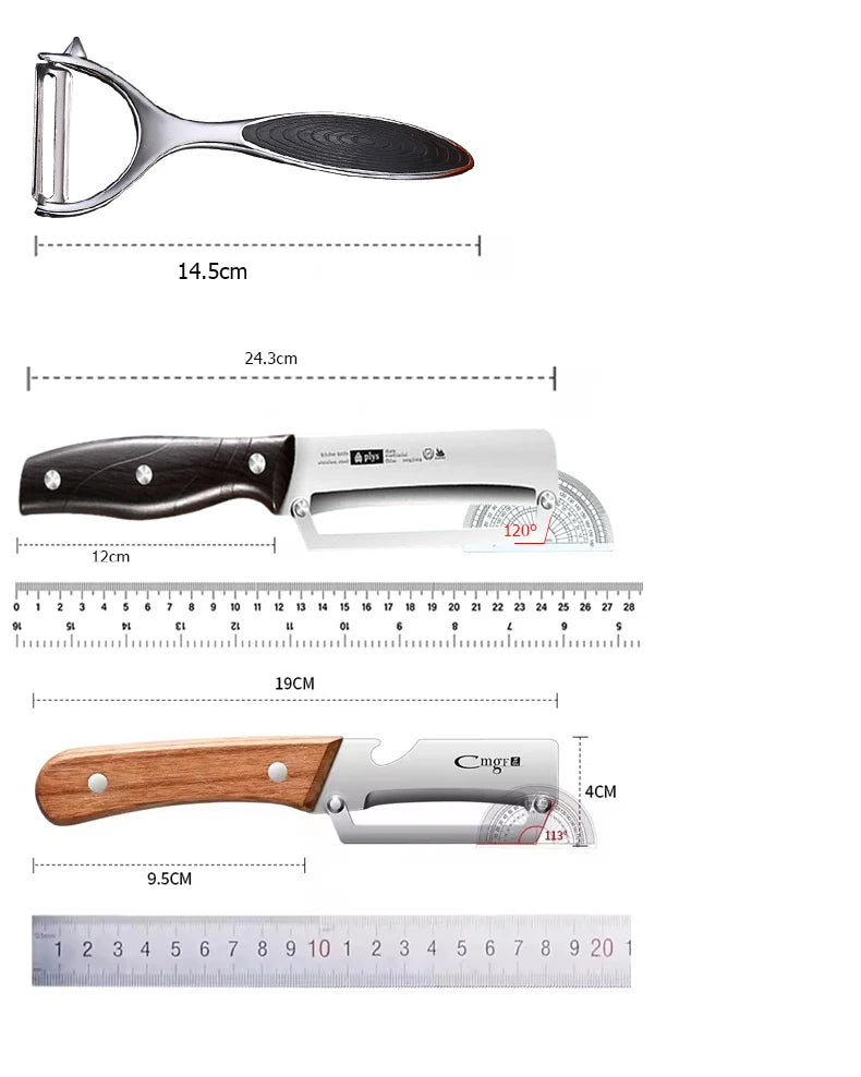 Stainless Steel Fruit Peeler Wooden Handle Paring Knife Planer Sugarcane Household Thick Fruits Vegetables Scraping Tools