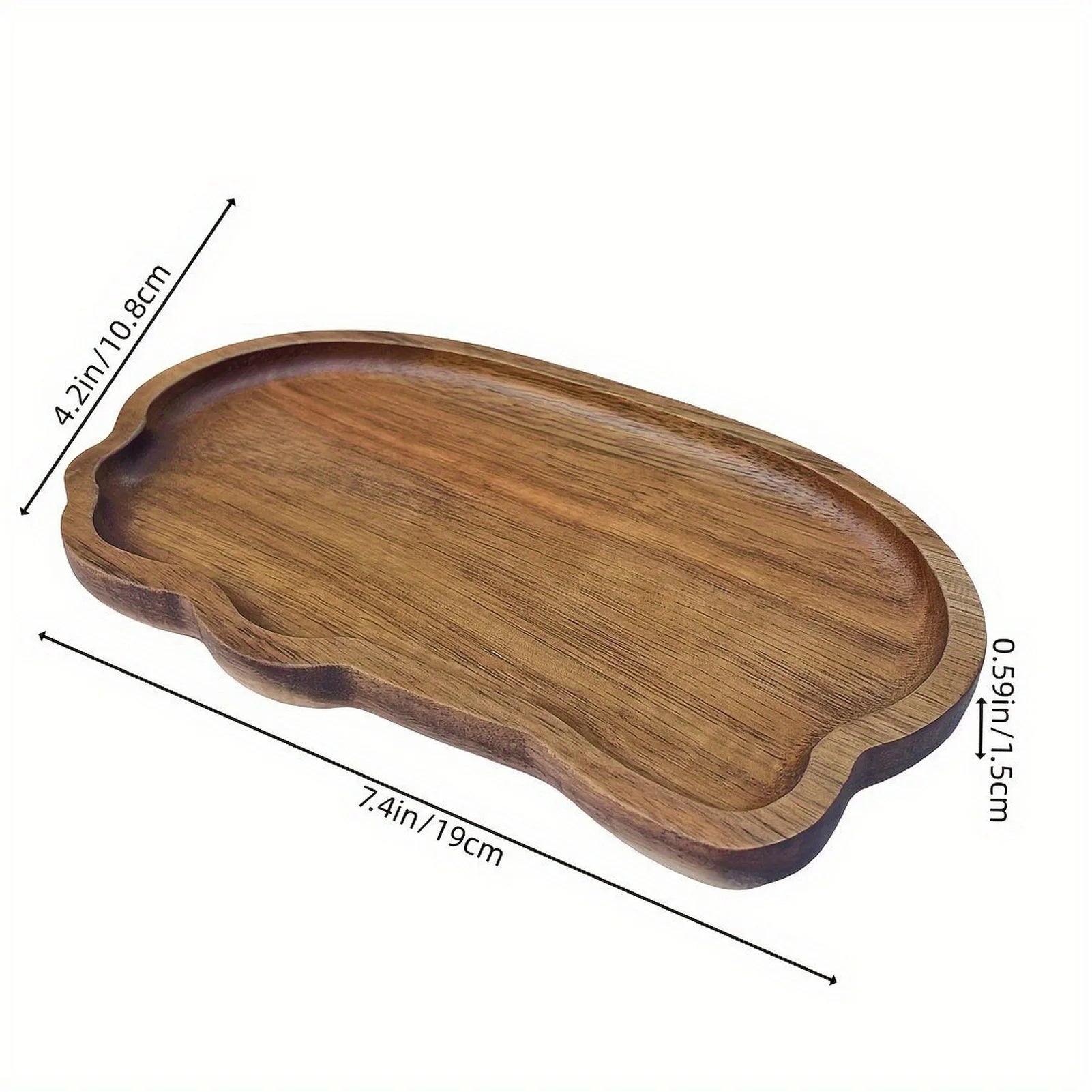 Japanese Style Acacia Wood Tray Rectangular Serving Plate Heat Resistant Wooden Tea Cup Plate Ellipse Bread Board Random Grain