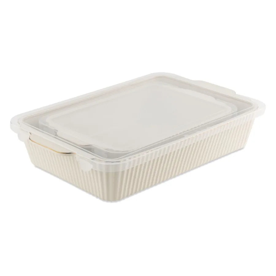 4-Piece Casserole Dish Bakeware Set with Lids Includes 9x13 and 7x10 Baking Dishes Ideal for Oven-to-Table Serving and Meal Pre