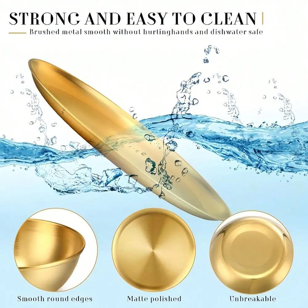 Luxury Stainless Steel Dinnerware Set Heavy Duty 201 Grade Gold Plates, Bowls, And Dishes Shatterproof, Dishwasher Stackable El