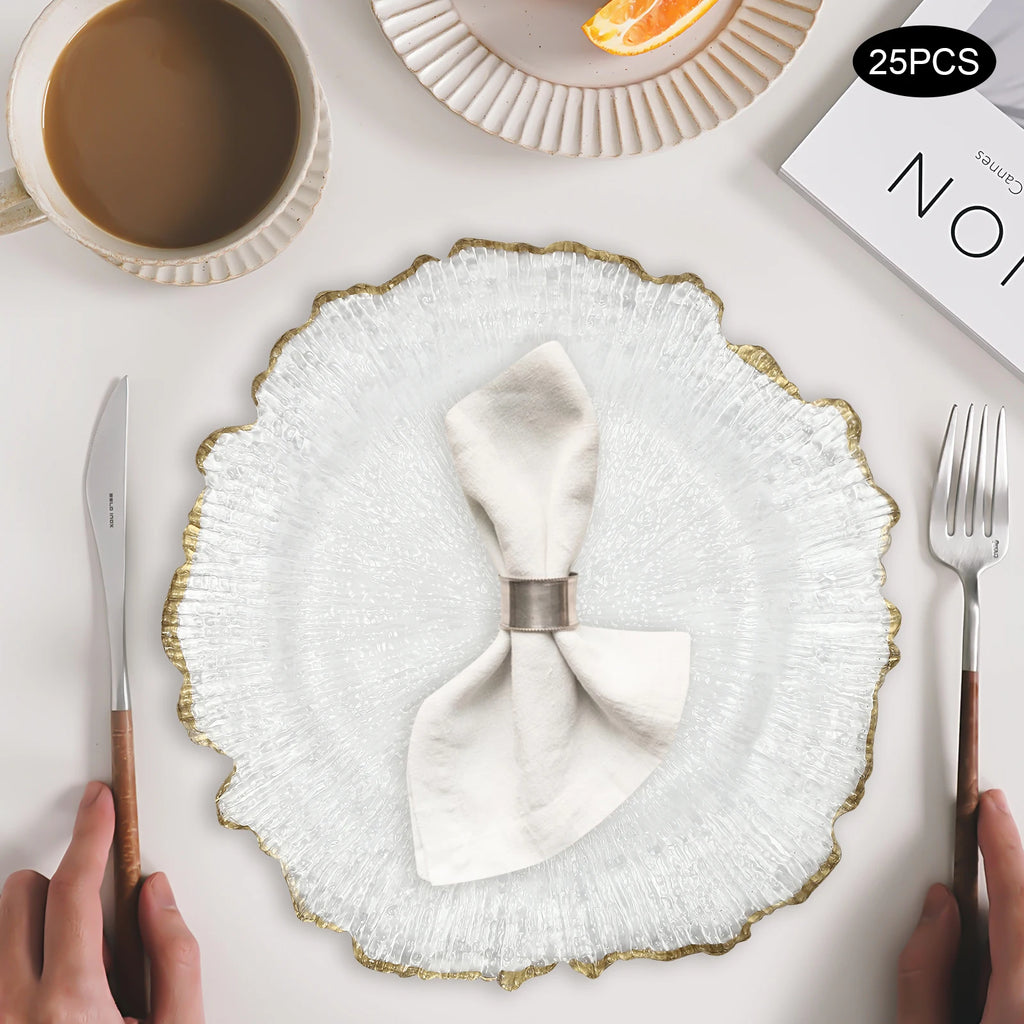 NEW 25 Pieces Clear Charger Plates, Table Charger Plates, Dinner Charger Plate for Banquets, Weddings, Bridal Showers