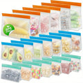15-Pack Reusable Freezer Bags - Leakproof Stand-Up Design for Food Storage, BPA-Free Silicone Material Perfect for Vegetables,