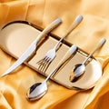 24pc star diamond cutlery set, stainless steel knife fork spoon tea spoon cutlery set, suitable for holiday parties.