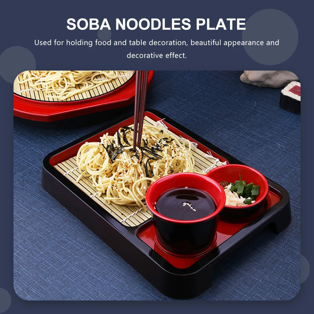 Japanese Style Cold Noodle Dish with Bamboo Mat High Grade Soba Noodles Plate for Serving and Decoration