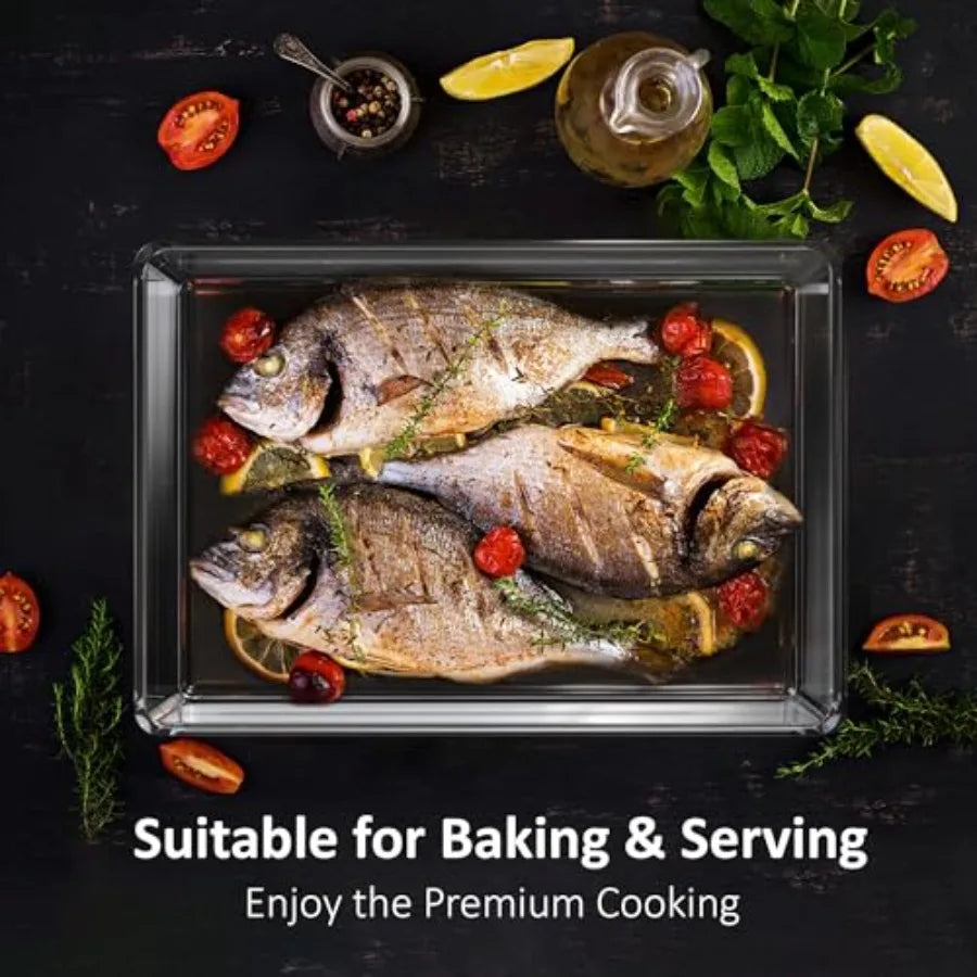 14'' x 10'' x 2.3'' Glass Baking Dishes for Oven Borosilicate Glass Casserole Dish Casserole Dishes for Oven Microwave and Dish