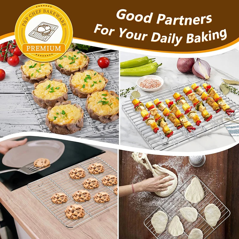 Baking Pan with Drain Rack, 430 Stainless Steel Oven  Cookie Sheet for Roasting, Grilling & Food Preparation