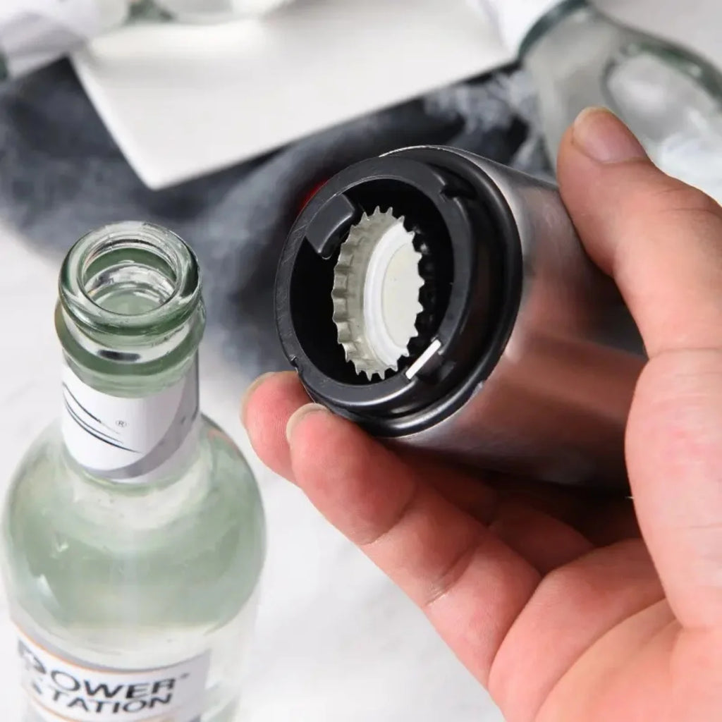 Stainless Steel Automatic Beer Bottle Opener, Push-Down Magnetic Cap Opener for Home, Bar, Party
