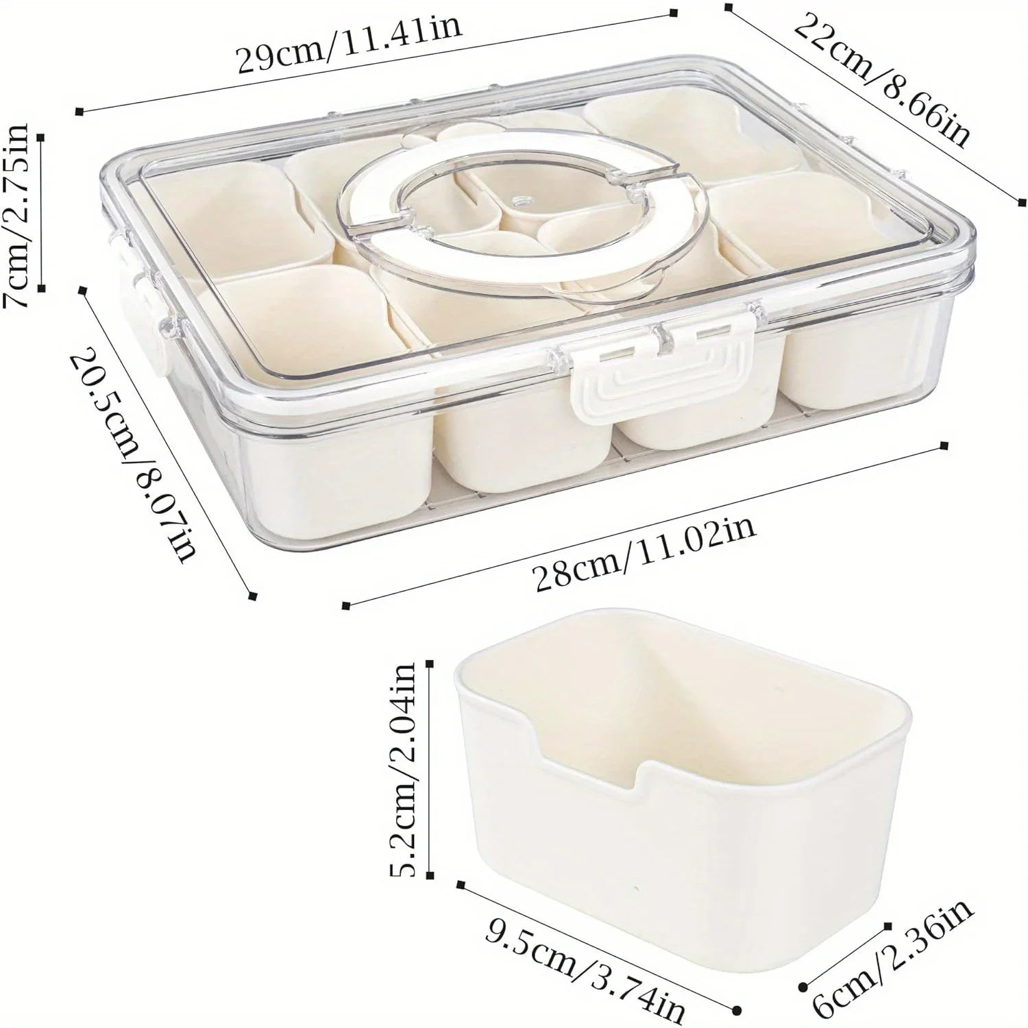 Divided Serving Tray with Handle, 8 Compartments Snack Box for Candy, Nuts, Cookies, Fruit, Party Favor, Wedding, Home Decor