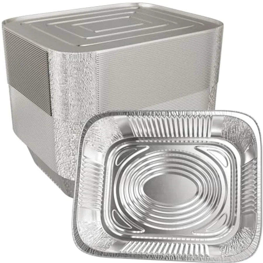 Aluminum Pans With Lids 9x13 [10 Sets] Aluminum Foil Pans Trays With Lids - Half Size Tin Foil Disposable Pans For Baking, Roas