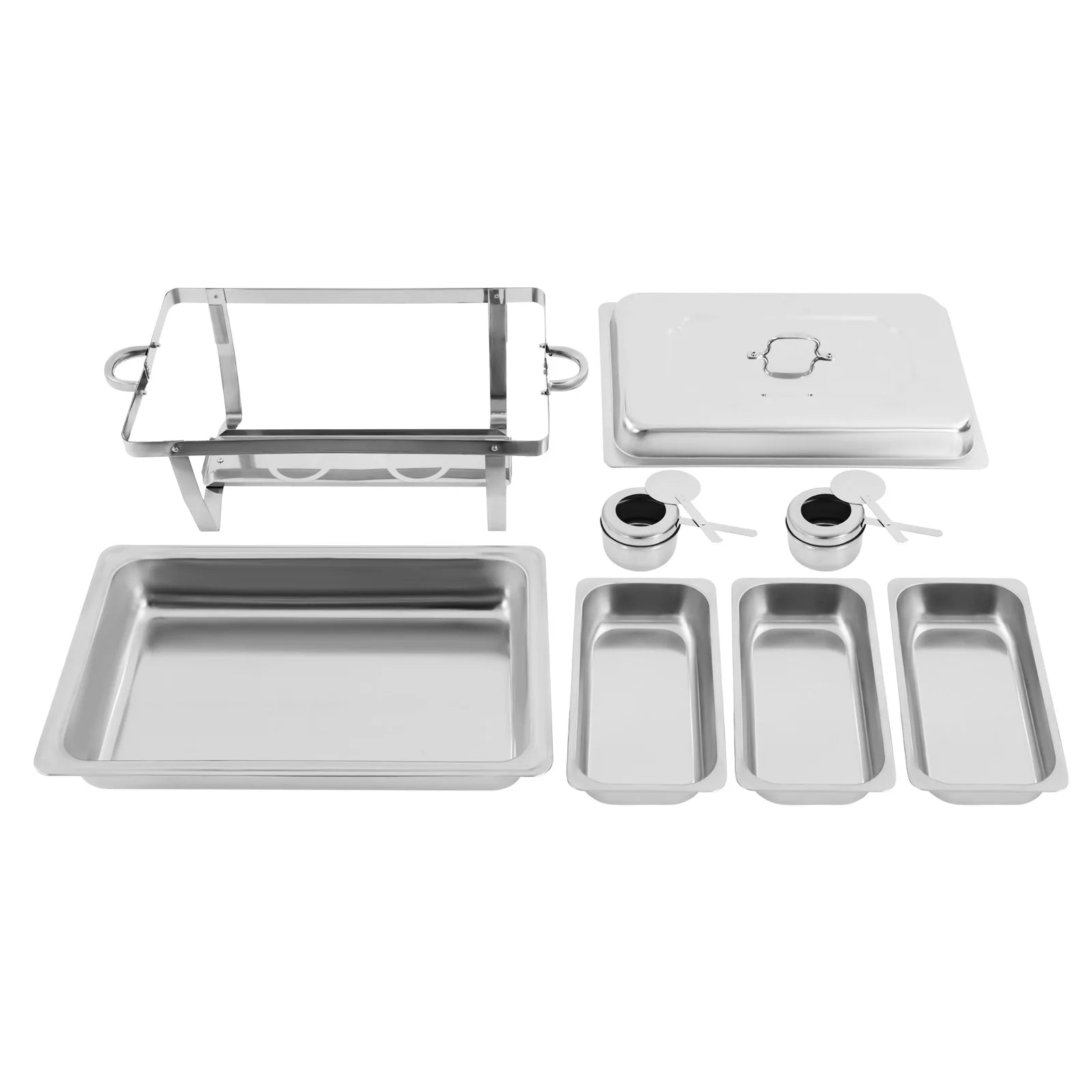 3 Pan Food Warmer, Stainless Steel Chafing Dish Buffet Set, Rectangular Catering Warmer, with Lid for Restaurants Buffets Hotels