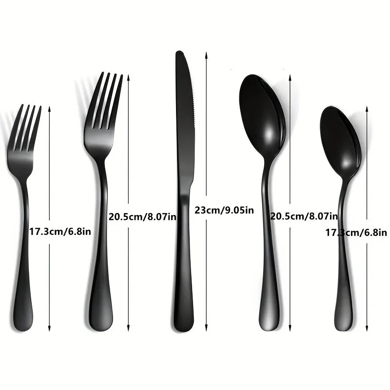 90pcs Stainless Steel Cutlery Set - Elegant Black- Perfect for Home, Restaurants, Hotels & Weddings - Dishwasher Safe