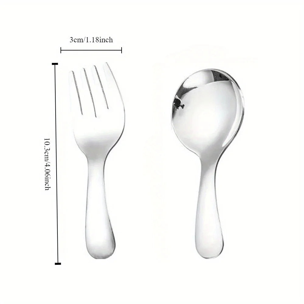 1 Set of mini outdoor portable spoon and fork tableware, cooking utensils, household dining spoons, dessert spoons, fruit forks