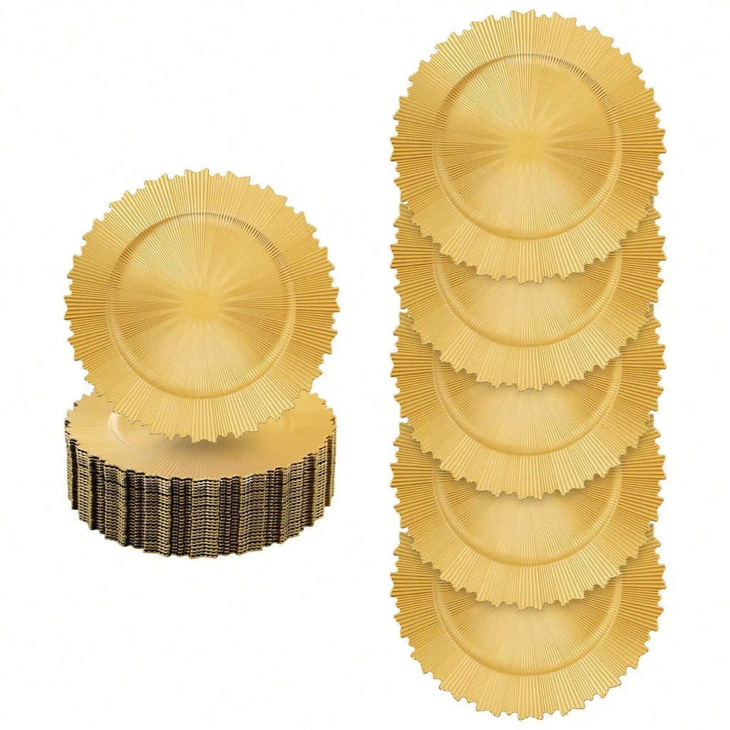 50pcs PP Charger Plates Set Round Charger Plates for Wedding Party Baby Shower Birthday Party Table Decor&Holiday Dining Setting