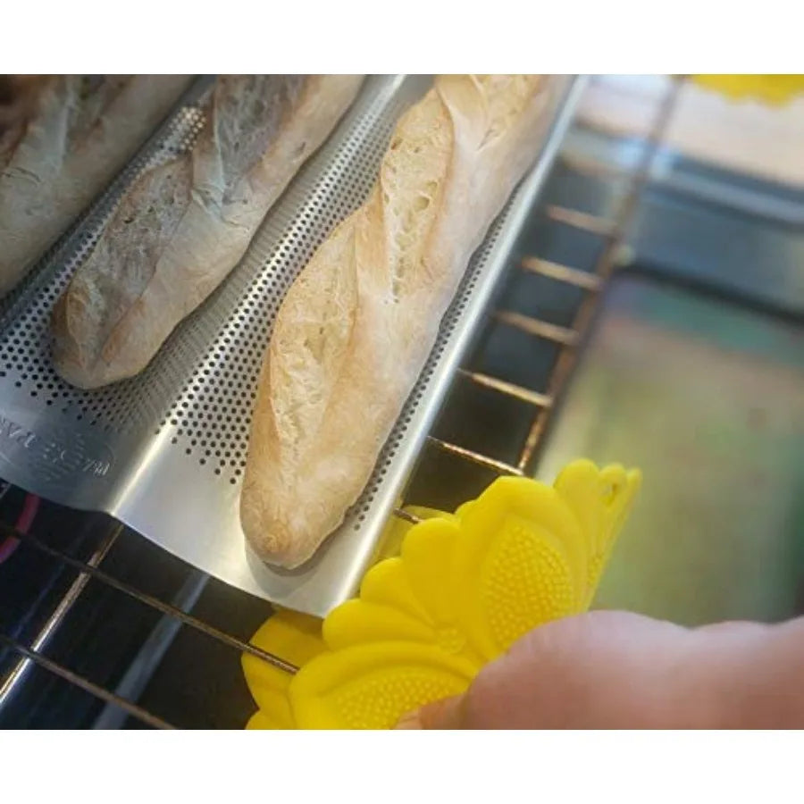 Bakeware Aluminum Perforated Nonstick French Baguette Bread Pan 3-Loaf
