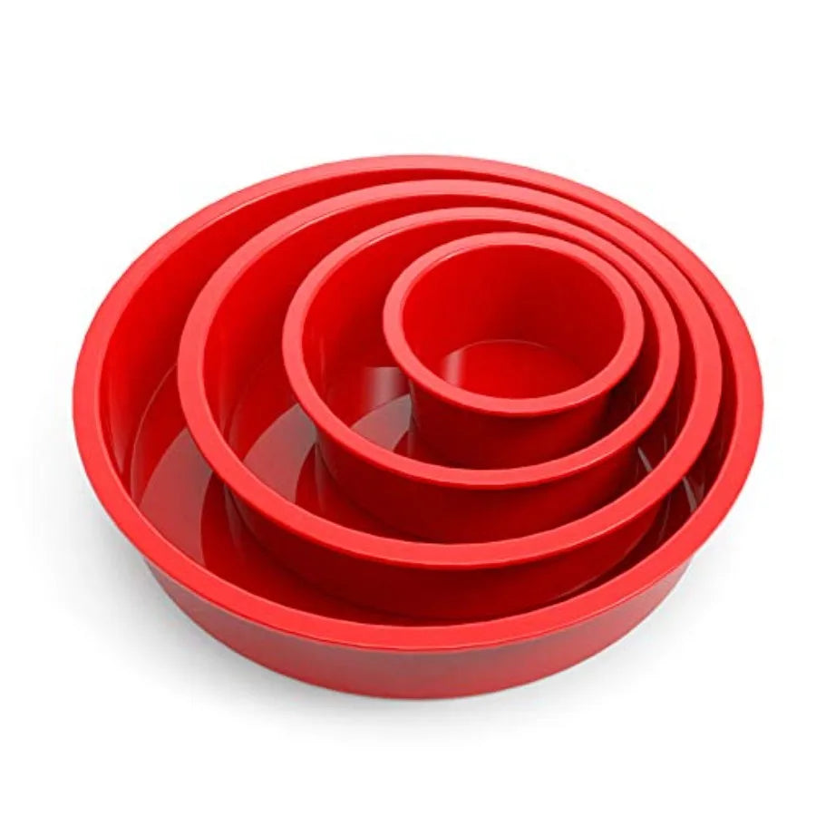 4-Piece Silicone Cake Pans Sets for Baking - Nonstick Silicone Round Cake Molds for Layer Cakes, Cheese Cakes and Chocolate Cak