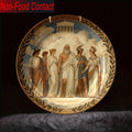 1pc Greek Mythology Ceramic Decorative Plate - Non-Food Contact, Classic Round Tabletop Art with Zeus, Athena, Poseidon, Hera,