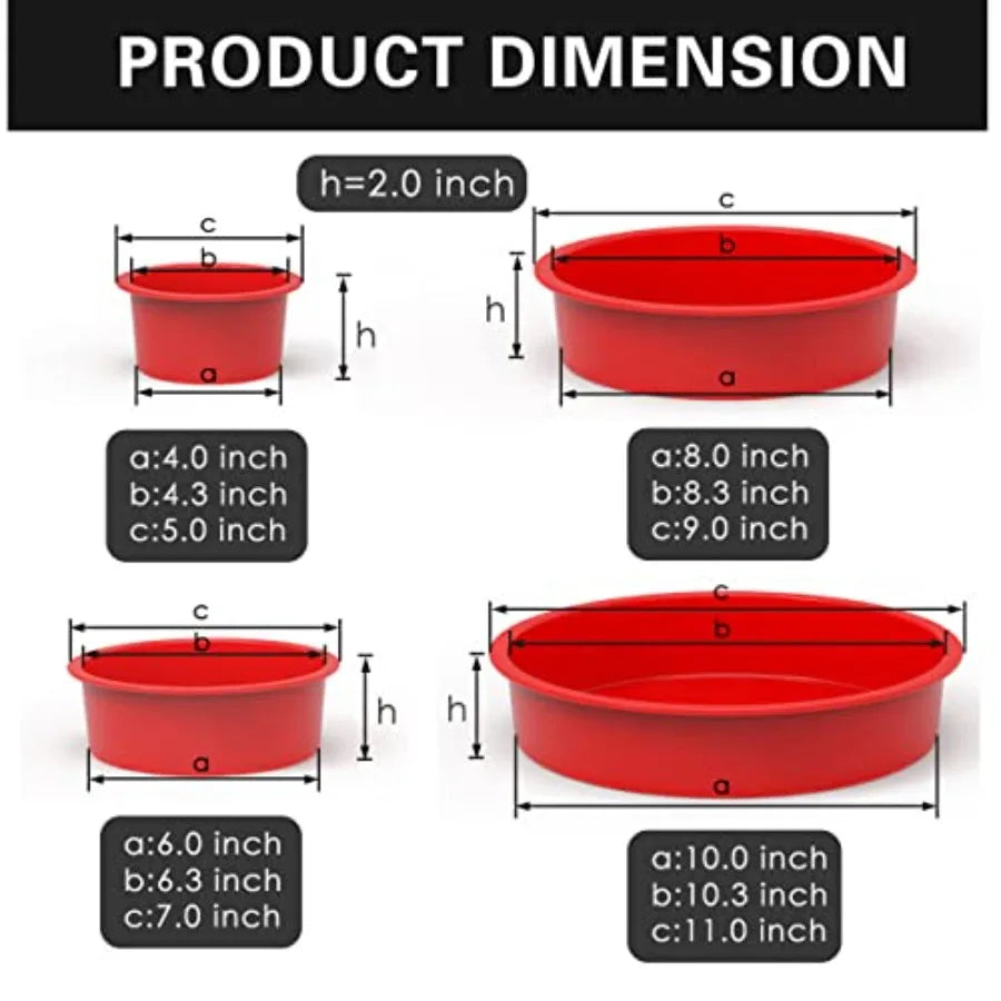 4-Piece Silicone Cake Pans Sets for Baking - Nonstick Silicone Round Cake Molds for Layer Cakes, Cheese Cakes and Chocolate Cak