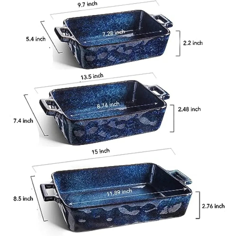 Ceramic Bakeware Set, Porcelain Rectangular Lasagna Pans Casserole Dish Set for Baking, Cooking, Kitchen, Cake Dinner, Banquet