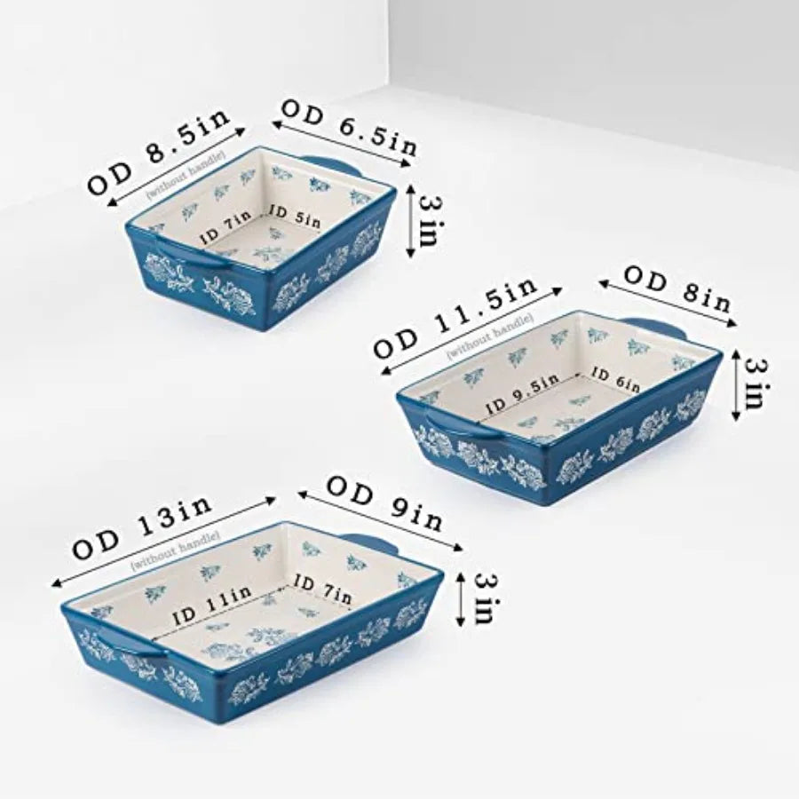 Baking Dish Ceramic Lasagna Pan Casserole Dish 3-Piece Bakeware Sets Baking Dishes Baking Set Baking Dish Set