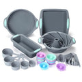 45 Pieces Silicone Bakeware Set, Heat Resistant Baking Pans, Nonstick Baking Molds for Cake, Bread and Cupcake, with Measuring