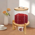NEW 5L Rice Dispenser Grain Container Cereal Storage Dry Food Glass Bottle w/ Valve For Pantry Organization And Storage Glass