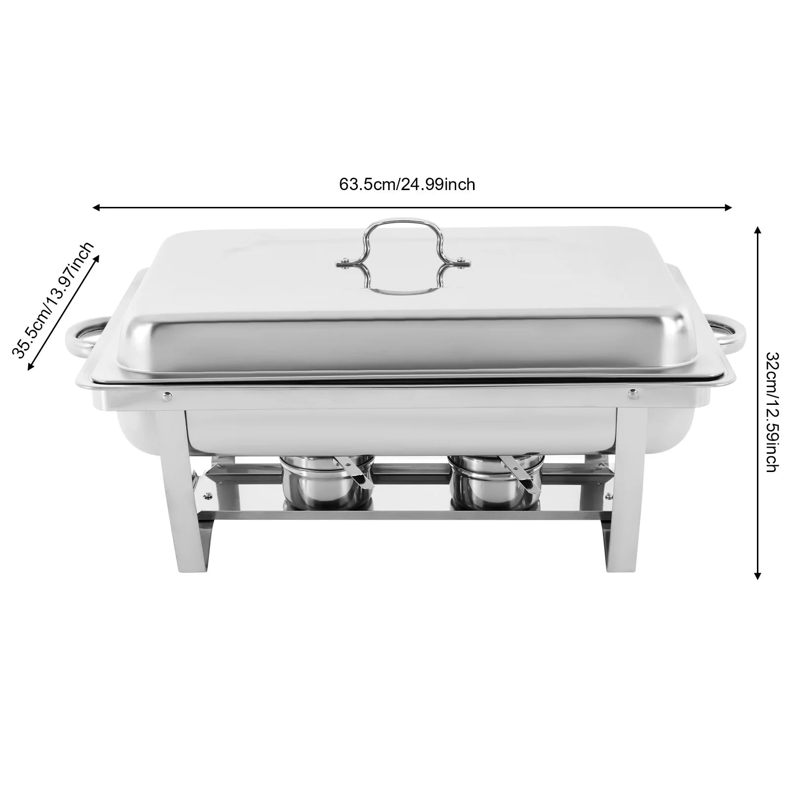 3 Pan Food Warmer, Stainless Steel Chafing Dish Buffet Set, Rectangular Catering Warmer, with Lid for Restaurants Buffets Hotels