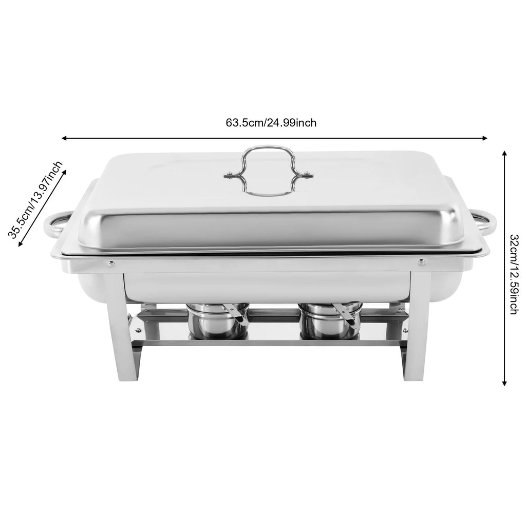 3 Pan Food Warmer, Stainless Steel Chafing Dish Buffet Set, Rectangular Catering Warmer, with Lid for Restaurants Buffets Hotels