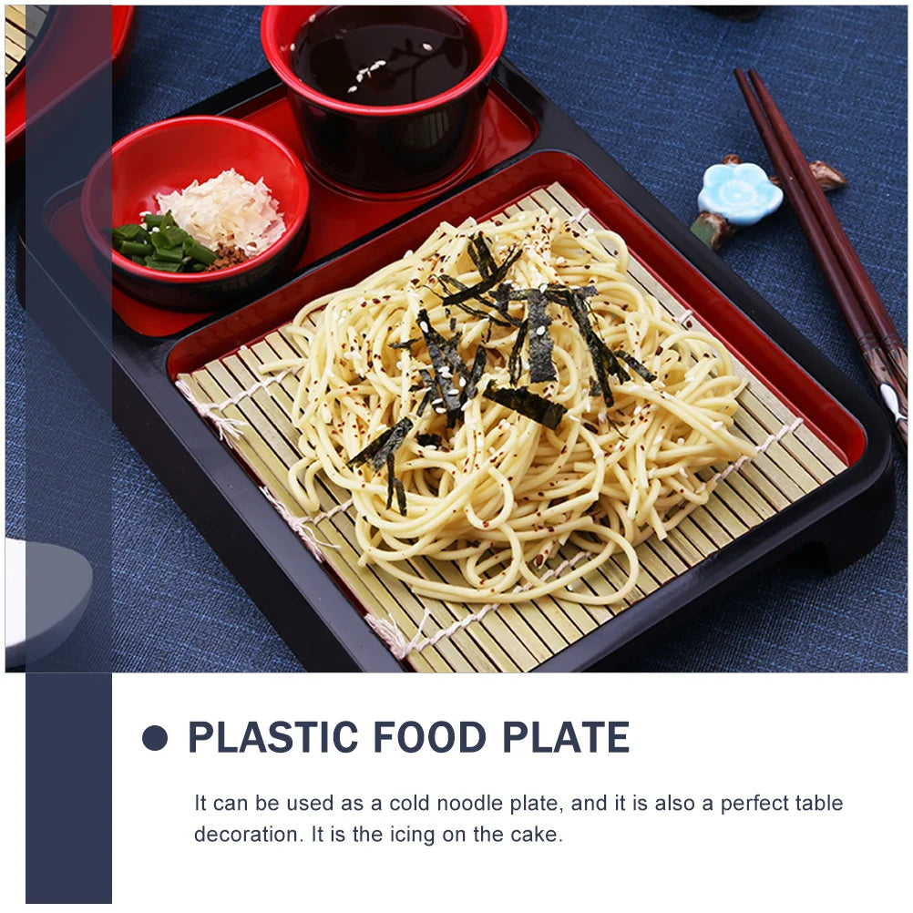 Japanese Style Cold Noodle Dish with Bamboo Mat High Grade Soba Noodles Plate for Serving and Decoration