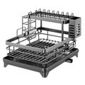 Stainless Steel Dish Drying Rack with Drainboard, Over Sink Plate Organizer for Kitchen Storage