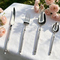 Mirror Silver 304 Stainless Steel Flatware, Retro Twisted Handle Cutlery Set, Luxury Tableware For Wedding Hotel Home Dinner