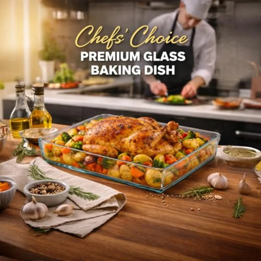 14'' x 10'' x 2.3'' Glass Baking Dishes for Oven Borosilicate Glass Casserole Dish Casserole Dishes for Oven Microwave and Dish