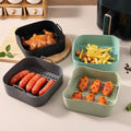 Silicone Air Fryer Baking Tray Square Reusable High Temperature Resistant Air Fryer Baking Pan Insulation Mat Oven Baking Tools